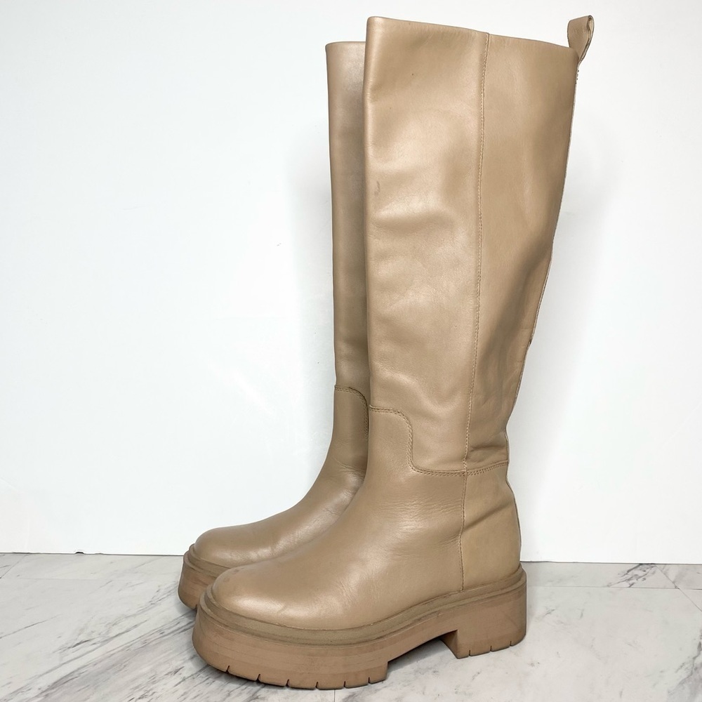 Sam Edelman Larina Chunky Tan Leather Tall Boot 6m